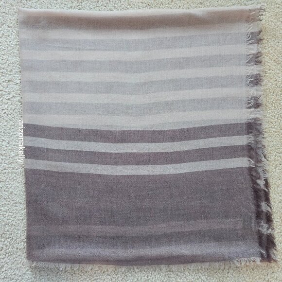 NWOT J. McLaughlin Wool & Cashmere Tissueweight Scarf Brown & Tan Stripe - Picture 11 of 13